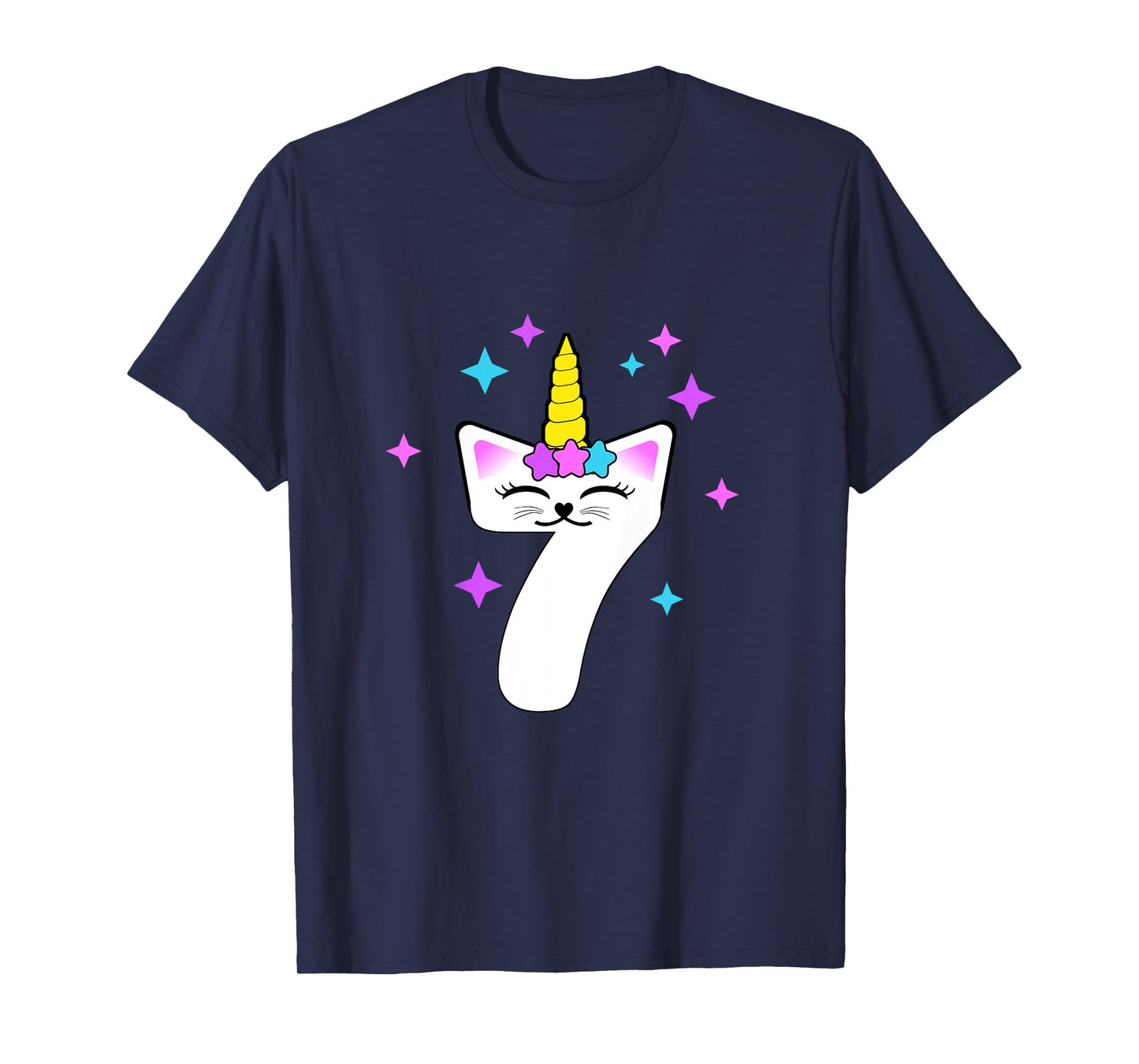 7 Year Old Cat Unicorn Caticorn 7th Birthday Party Girls T-Shirt