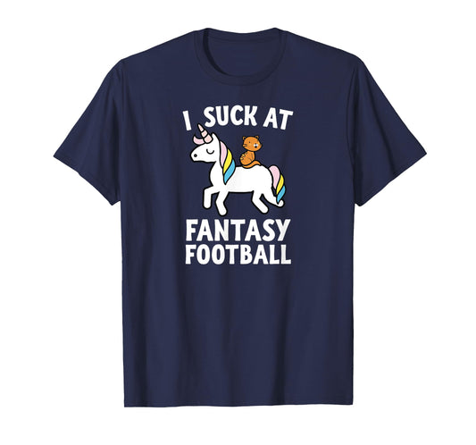 I Suck At Fantasy Football Loser Tee Shirt Men Unicorn Cat T-Shirt