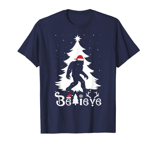 Bigfoot Christmas Gifts For Men Boys Girls Funny Christmas T-Shirt