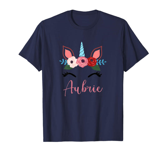 Cute Aubrie Magical Floral Unicorn For Girls T-Shirt