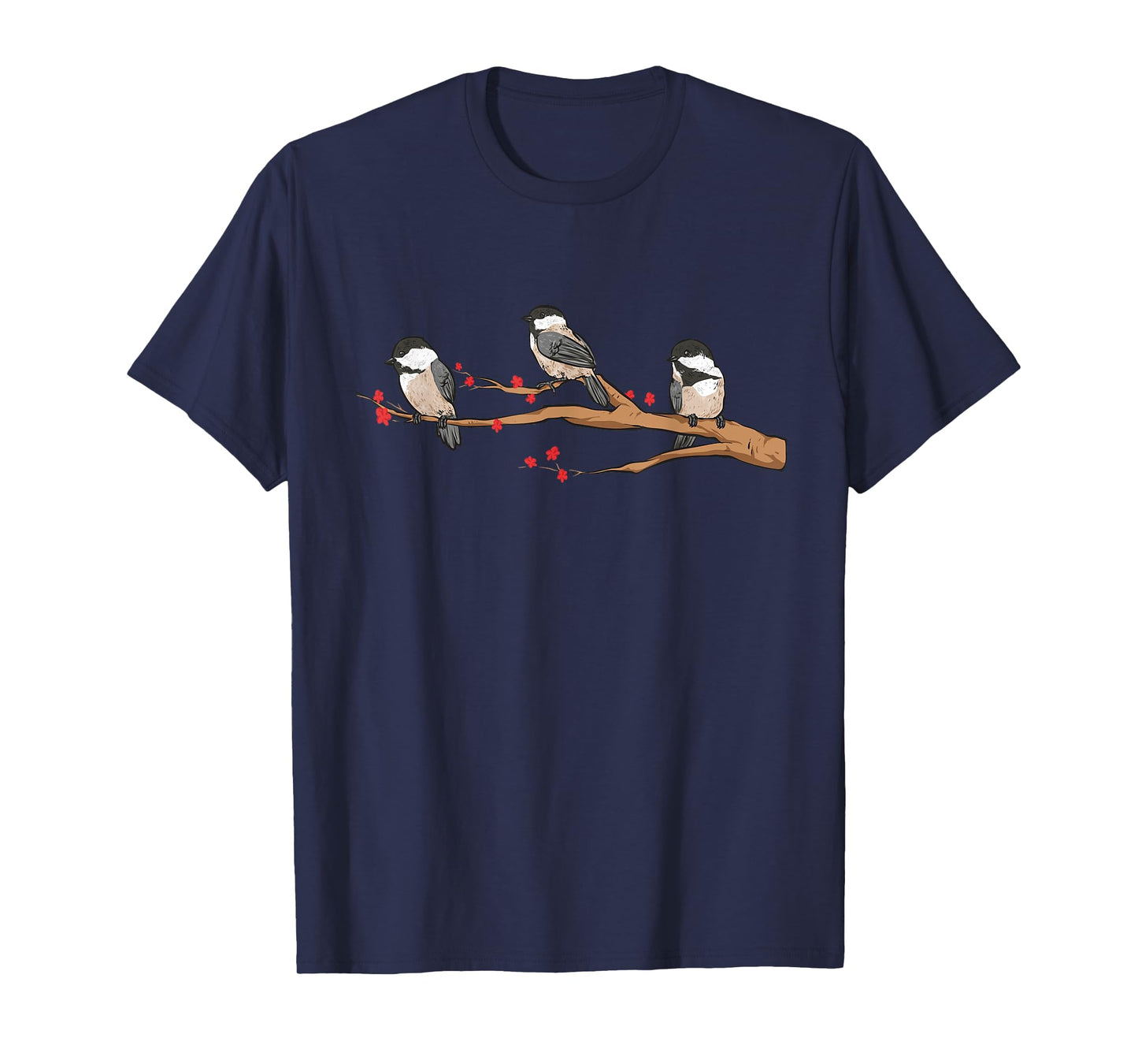 Chickadee Bird Chickadees On Branch Birding T-Shirt