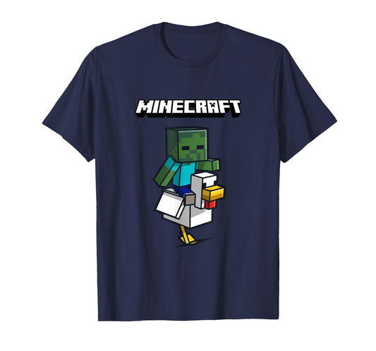 Minecraft Zombie Ride Chicken Jockey Front & Back Logo T-Shirt
