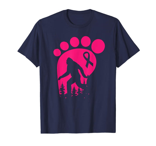 Bigfoot Pink Ribbon Breast Cancer Awareness Cool Sasquatch T-Shirt