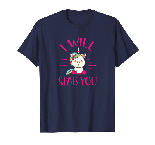 Evil Unicorn I Will Stab You Funny Novelty Rainbow T Shirt T-Shirt
