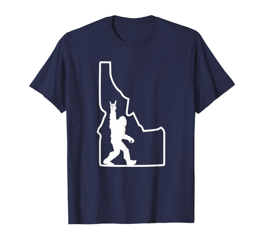 Bigfoot Rock and Roll Silhouette State of Idaho Sasquatch T-Shirt