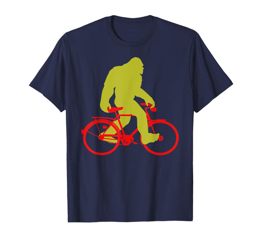 Bigfoot Riding Bicycle Shirt, Funny Cute Sasquatch Bike Gift T-Shirt