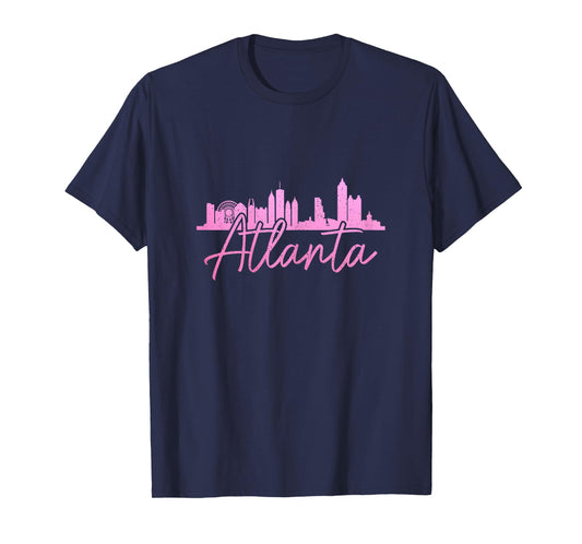 Atlanta Skyline Georgia Vintage Pride ATL 404 Pink T-Shirt