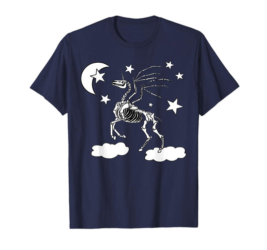 Moonlight Unicorn Costume For Girls Pegasus Gothic Skeleton T-Shirt
