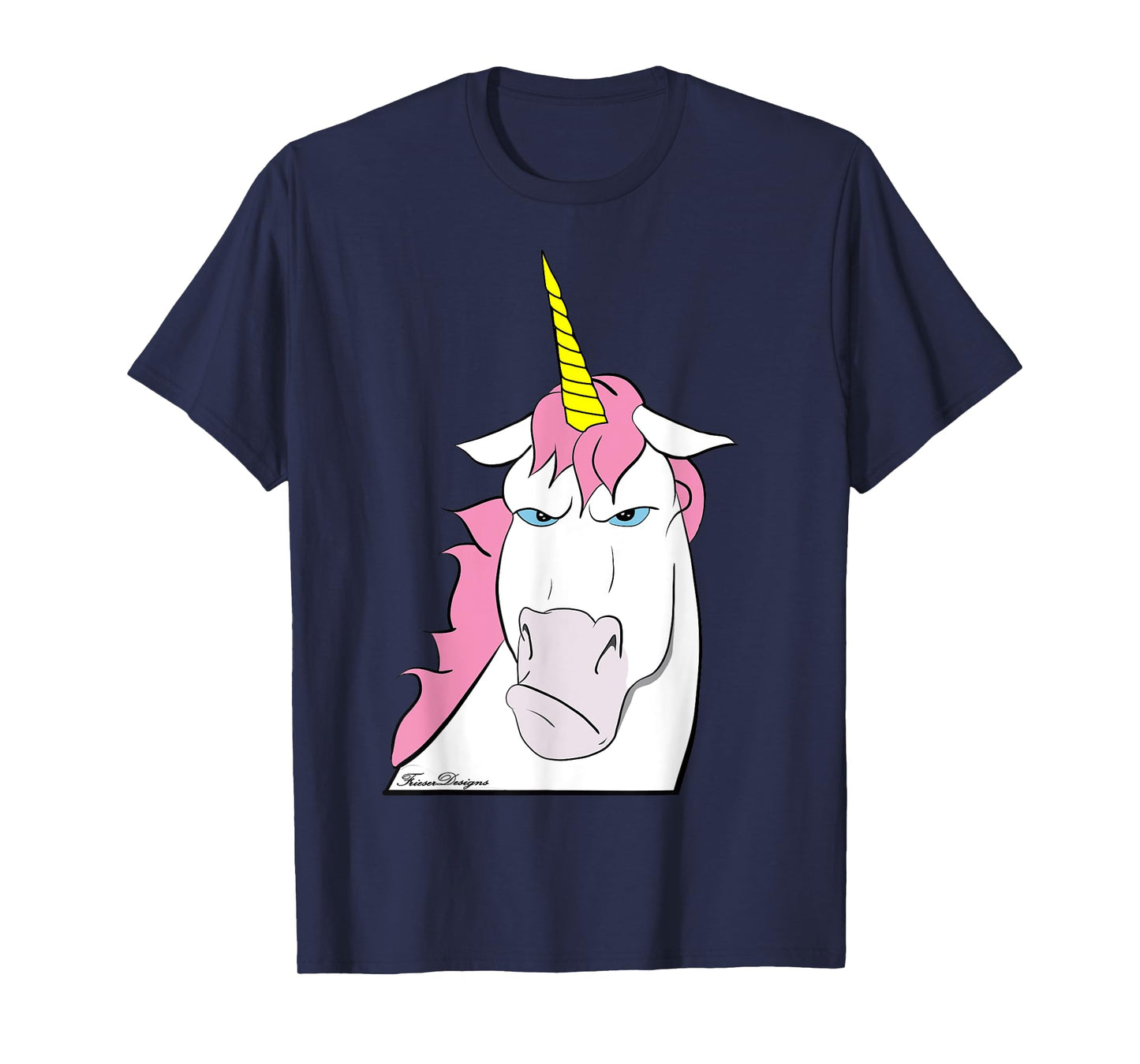 funny grumpy comic unicorn with bad mood T-Shirt