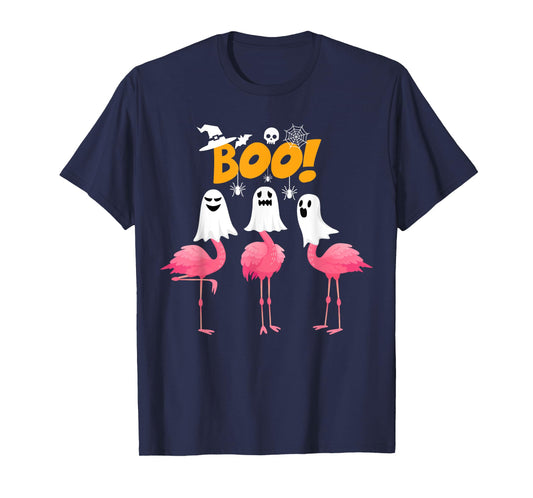 Funny Flamingo Boo - Flamingo Lover Spooky Ghost Halloween T-Shirt