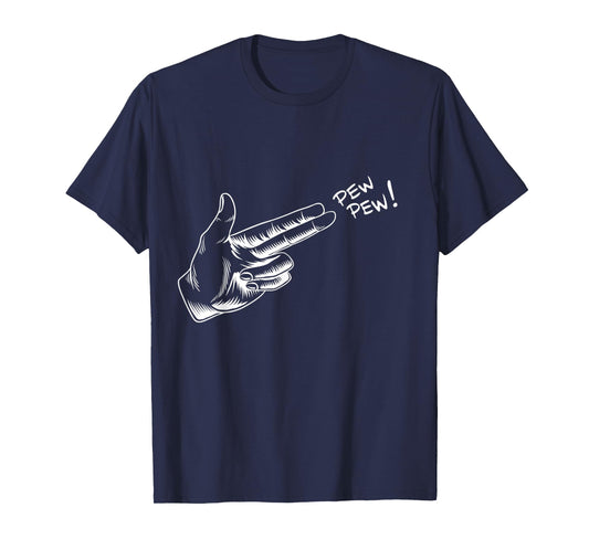 Hand Pew Pistol Line Art Scatch Halloween Costume T-Shirt