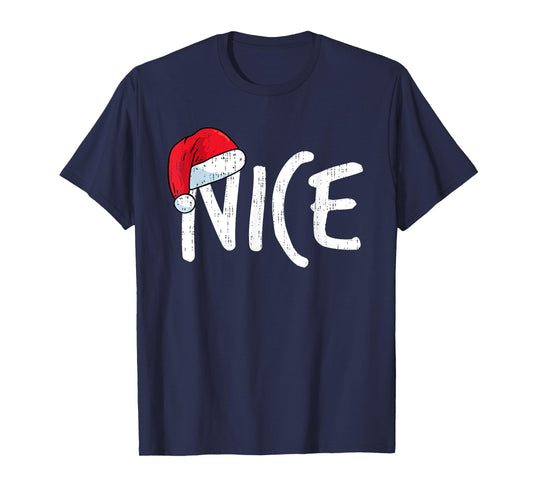 Team Naughty Nice Funny Matching Christmas Couples Costume T-Shirt