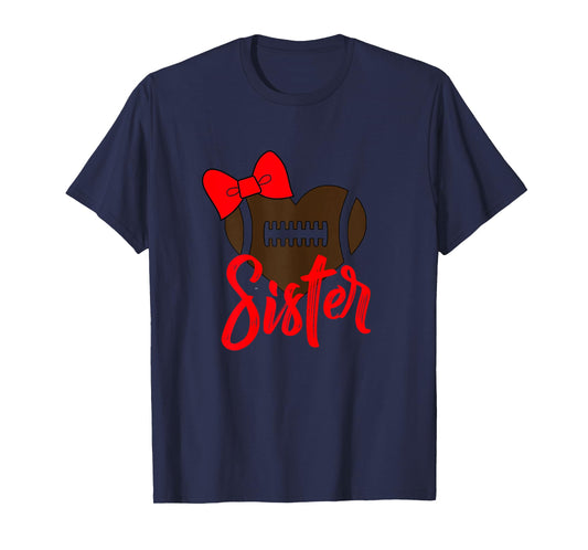 Football Sister Shirt Football Sister Bow Shirt Red Color T-Shirt