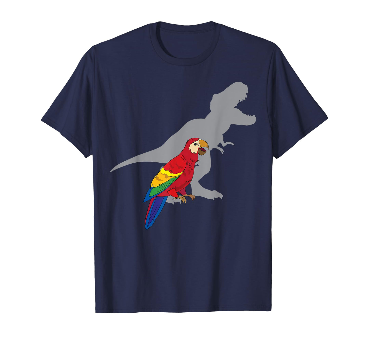 Cute African Parrot Gifts For Bird Lovers Women T-Rex Screaming with Macaw Parrot Unisex Adult Black Short Sleeve Classic Fit Cotton 65% Polyester 35% T-Shirt