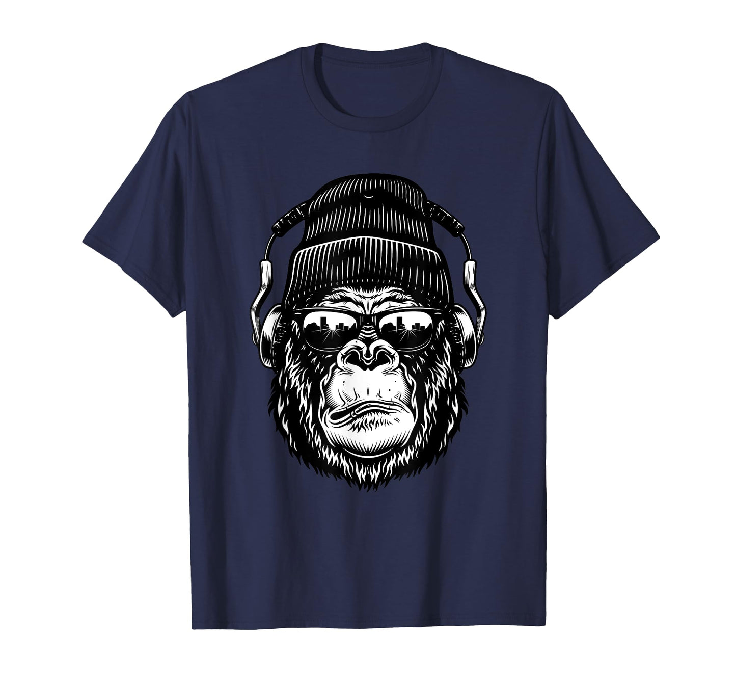 Monkey gorilla with mixer and headphones as DJ T-Shirt