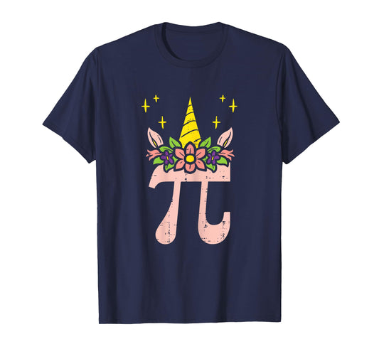 Pi Day Symbol Unicorn Head Cute 314 Math Pun Geek Girls Kids T-Shirt