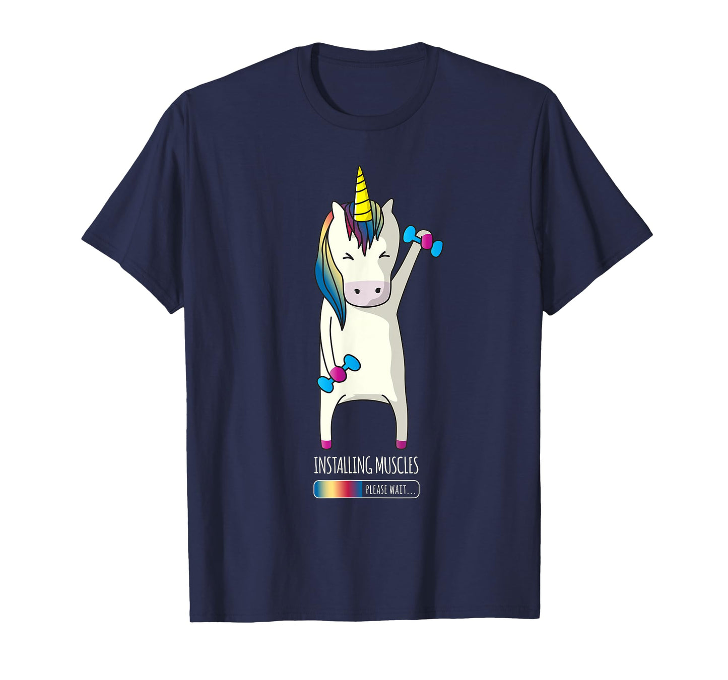 Unicorn Installing Muscle Funny Fitness Gym Workout T-Shirt