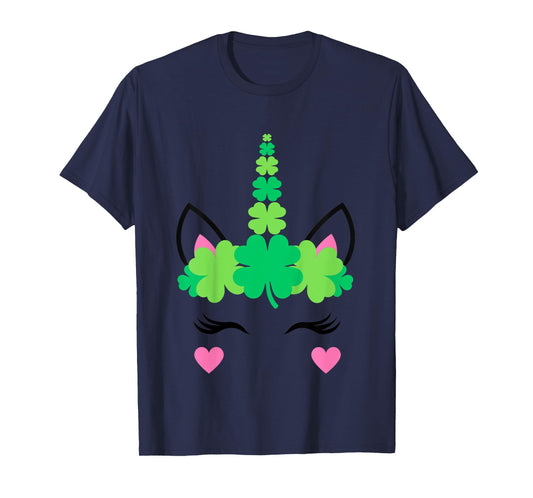 Kids Girls St Patricks Day Unicorn Toddler Irish Shamrock Clover T-Shirt