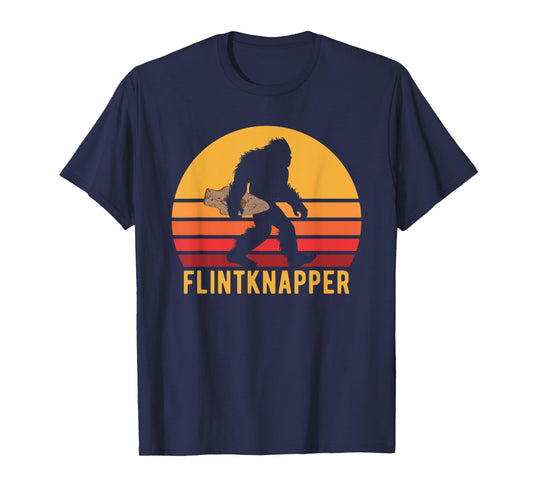 Retro Bigfoot Flintknapping Vintage Sasquatch Flintknapper T-Shirt