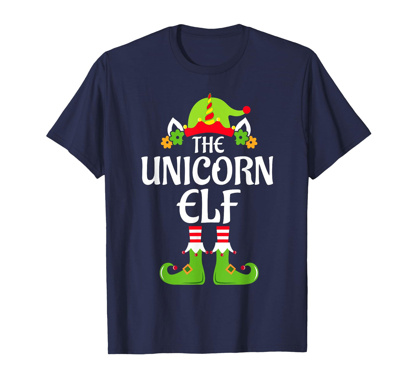 Unicorn Elf Matching Family Group Christmas Party Xmas Funny T-Shirt