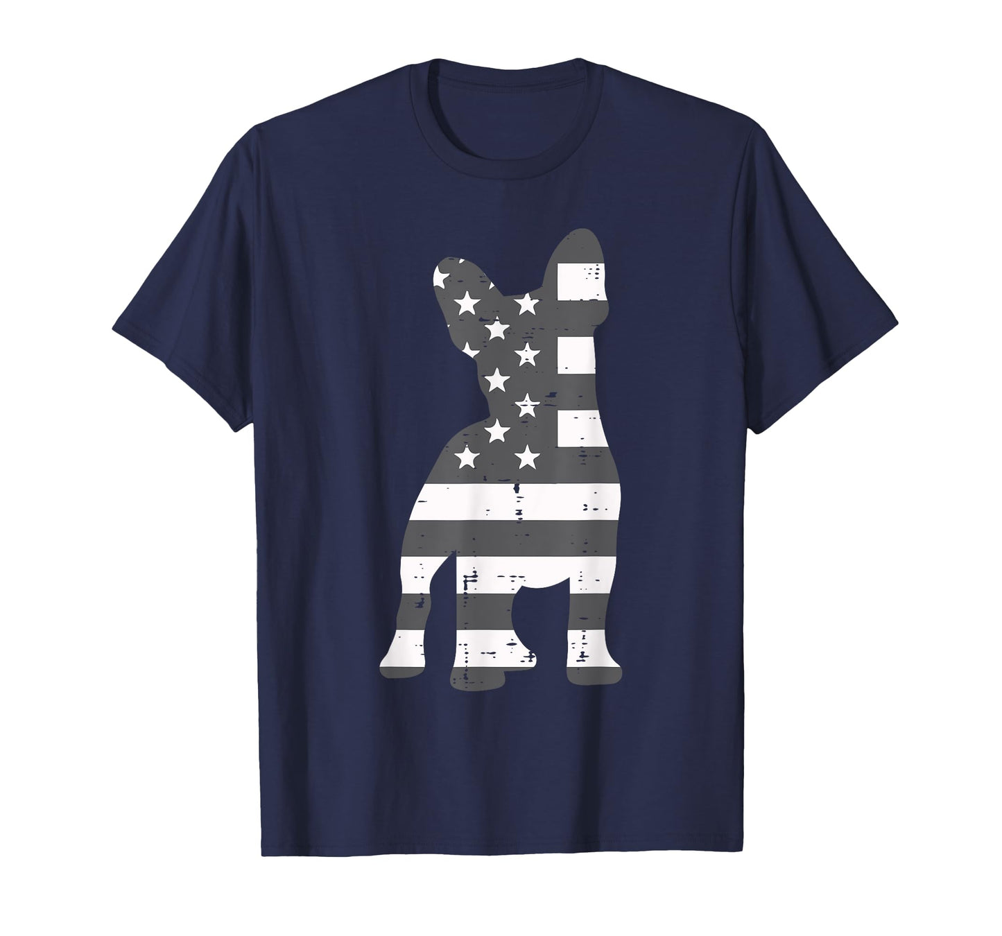 Gray US Flag French Bulldog Frenchie Patriotic 4th Of July T-Shirt