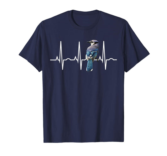 Blue Jay Shirt for Birders - Bluejay Heartbeat T-Shirt T-Shirt