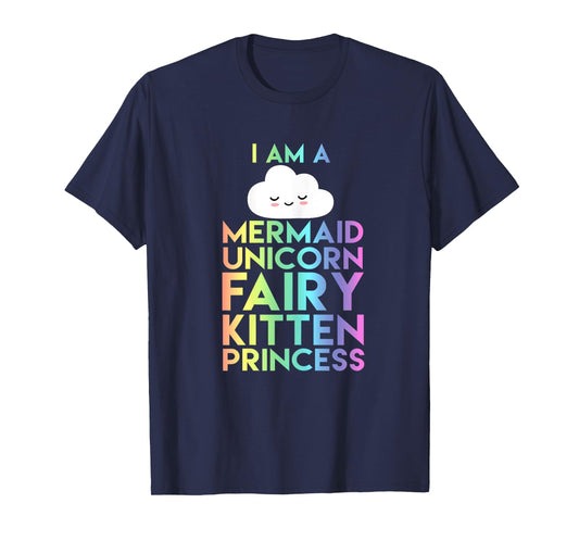 I Am a Mermaid Unicorn Fairy Kitten Princess T-Shirt Kid Tee T-Shirt