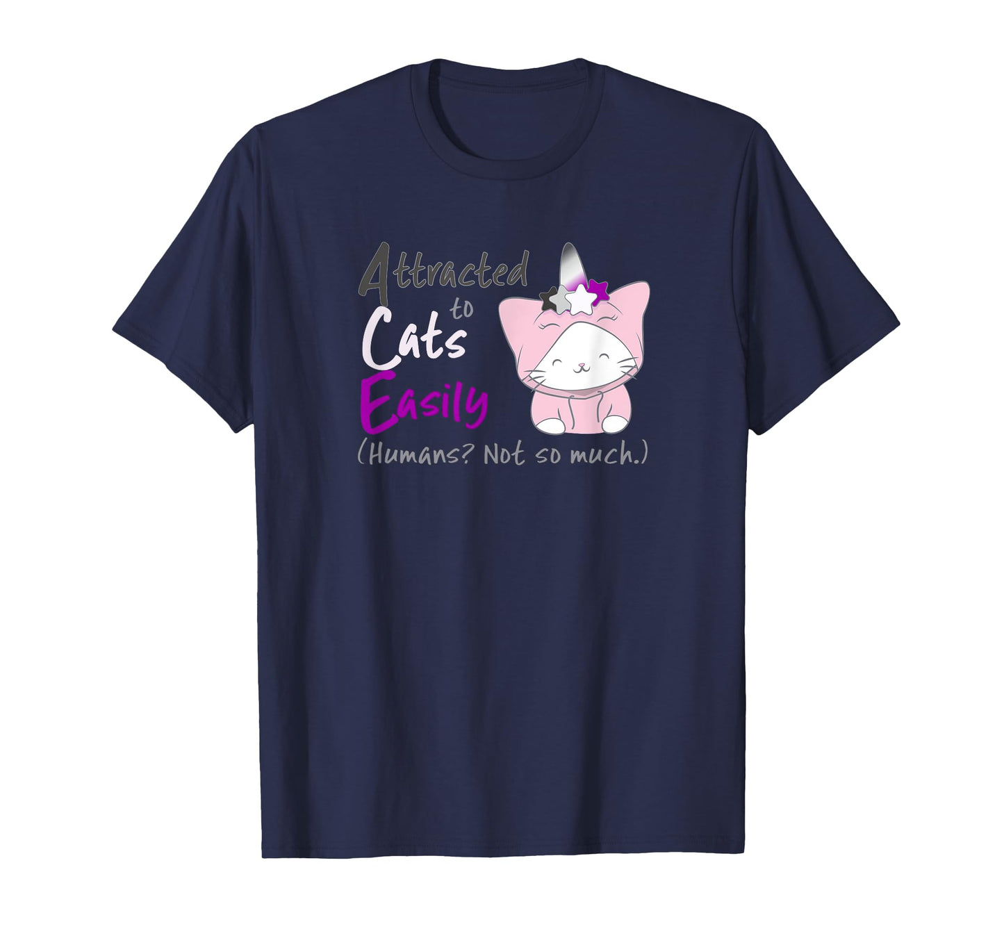 Ace Pride Unicorn Cat Kawaii Anime T Shirt for Asexual Women T-Shirt