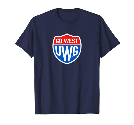 University of West Georgia UWG Wolves Go West Shield Logo T-Shirt