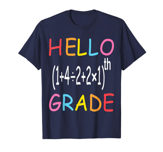 Back to School Hello Fifth Grade Equation Math Teacher Funny Men Women Girls Kids T-Shirt