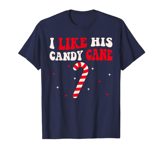 Groovy Candy Cane Funny Matching Christmas Couple Unisex-Adults Candy Cane Xmas Funny Couples Matching Christmas T-Shirt