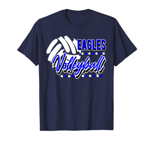 Blue Eagles Volleyball Mom School Spirit Game Day Mascot T-Shirt
