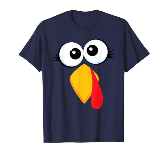 Funny Turkey Face Thanksgiving Cute Boys Girls Chicken Face T-Shirt
