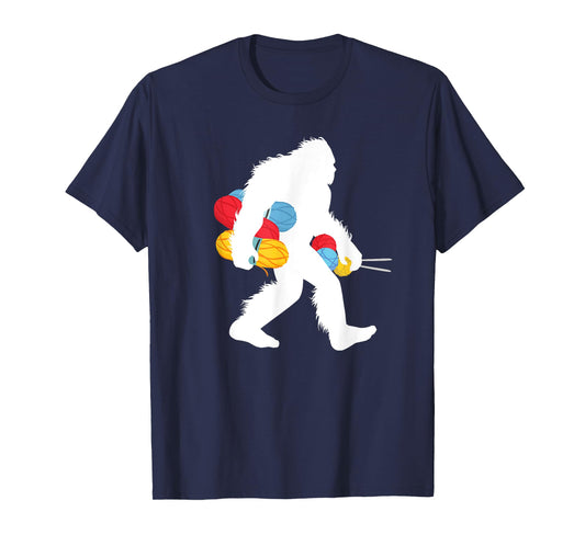Bigfoot Knitting Sewing Needleworker Sasquatch Knitter T-Shirt