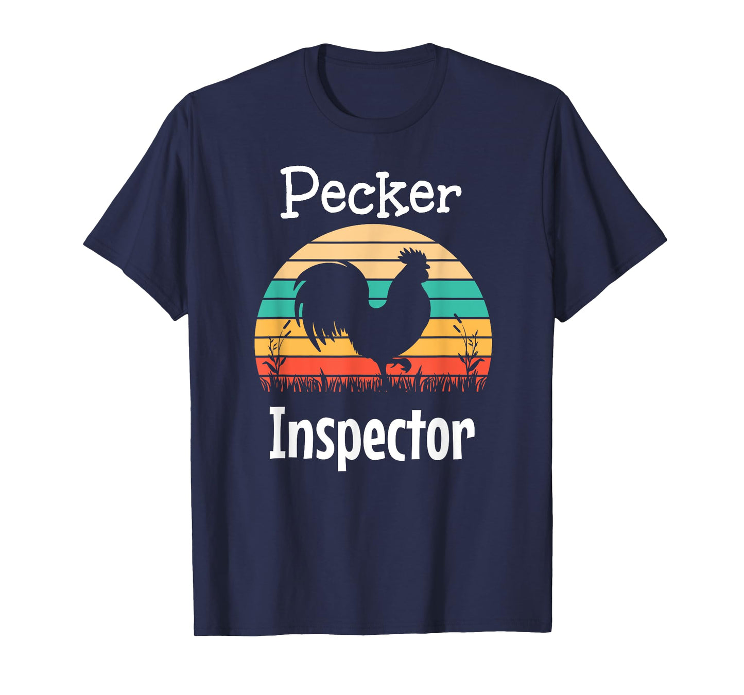 Pecker Inspector Rooster and Retro Sun T-Shirt