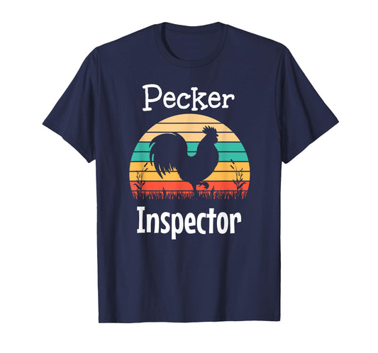 Pecker Inspector Rooster and Retro Sun T-Shirt