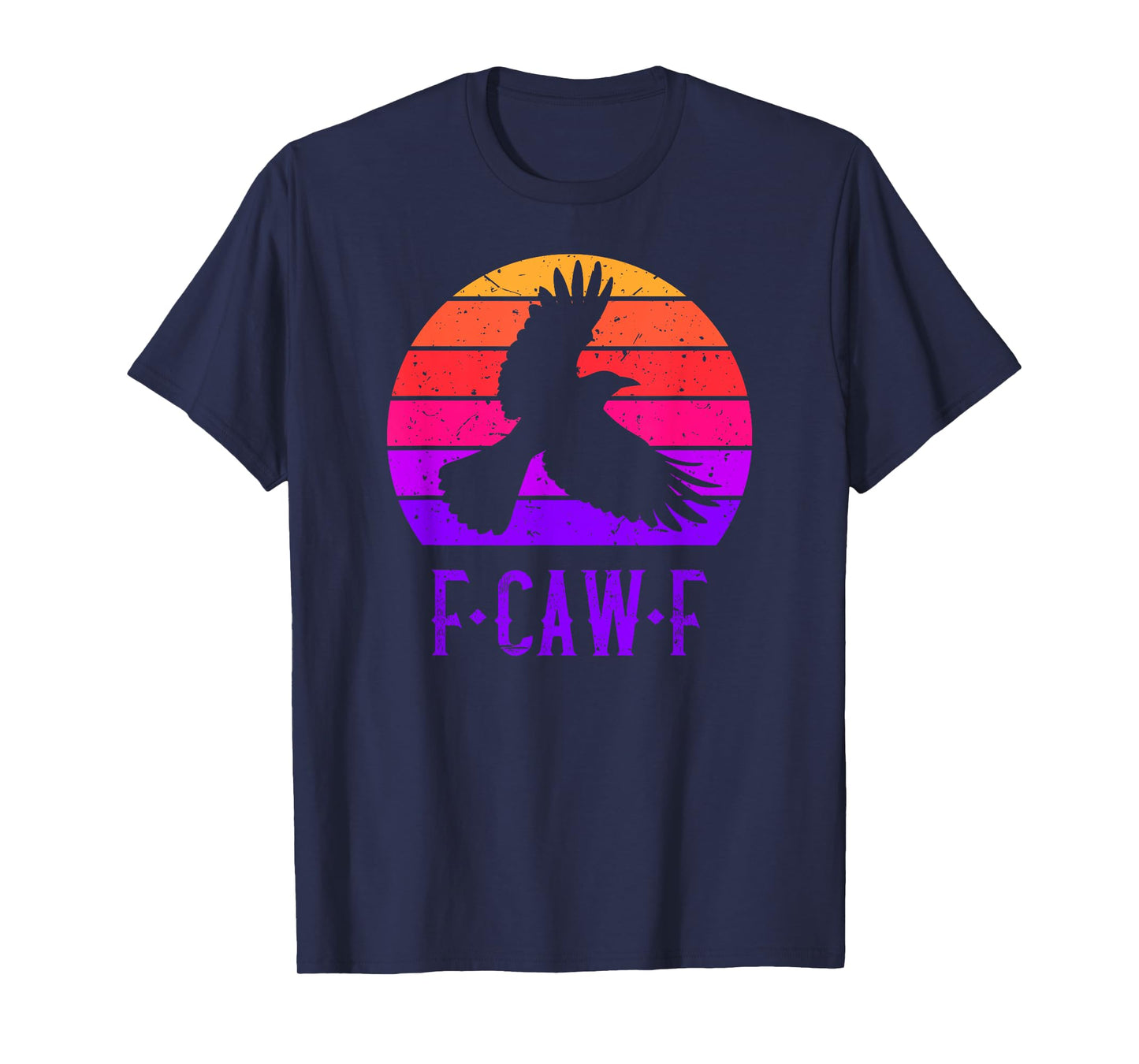 F-Caw-F Black Crow Black Bird Retro Sunset Vintage F-Caw-F T-Shirt