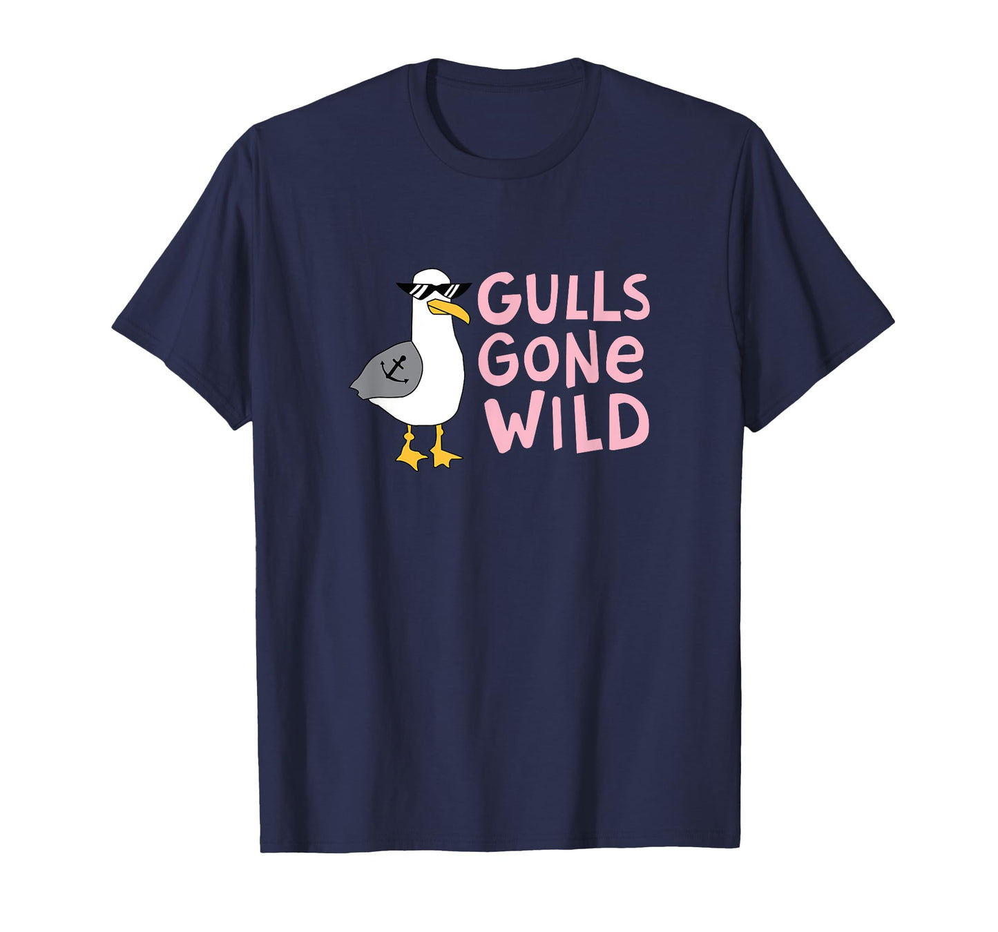 Funny Seagull wtih Achor Tattoo & Sunglasses,Gulls Gone Wild T-Shirt