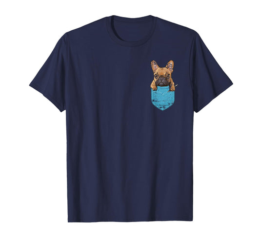 Cute Pet Animal Dog Breeder Gift Pocket French Bulldog Men Women Girls Kids T-Shirt