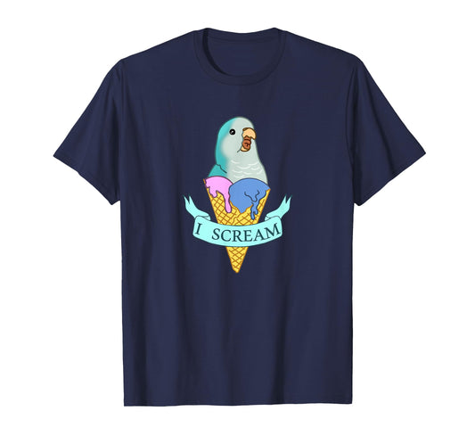 I scream Quaker Parrot, Funny Ice cream Blue Monk Parakeet T-Shirt