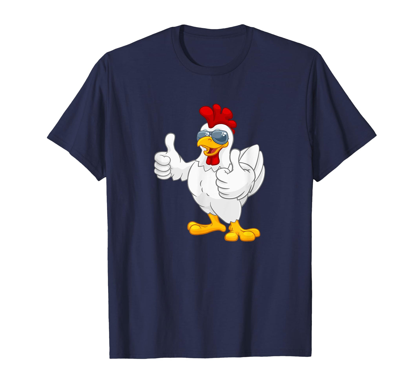 Cool White Chicken Rooster with Sunglasses Thumbs Up Animal T-Shirt