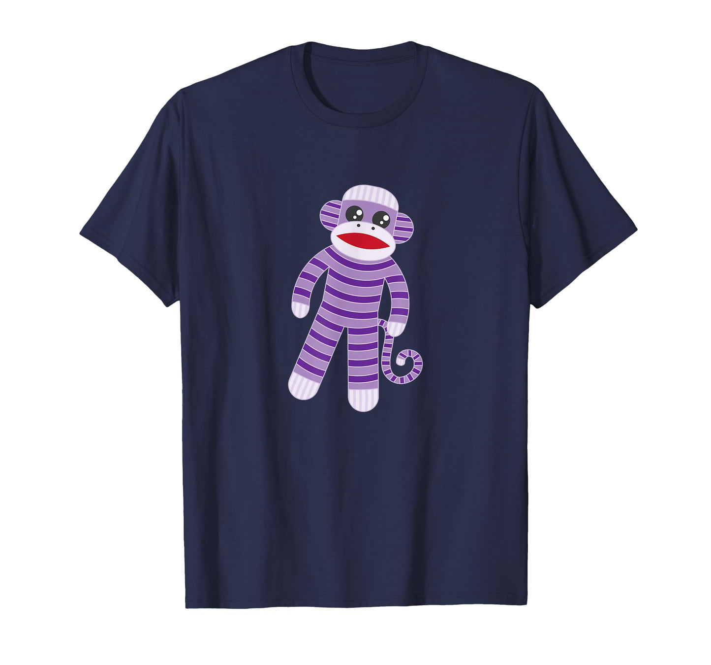 Cute Purple Striped Sock Monkey T-Shirt T-Shirt