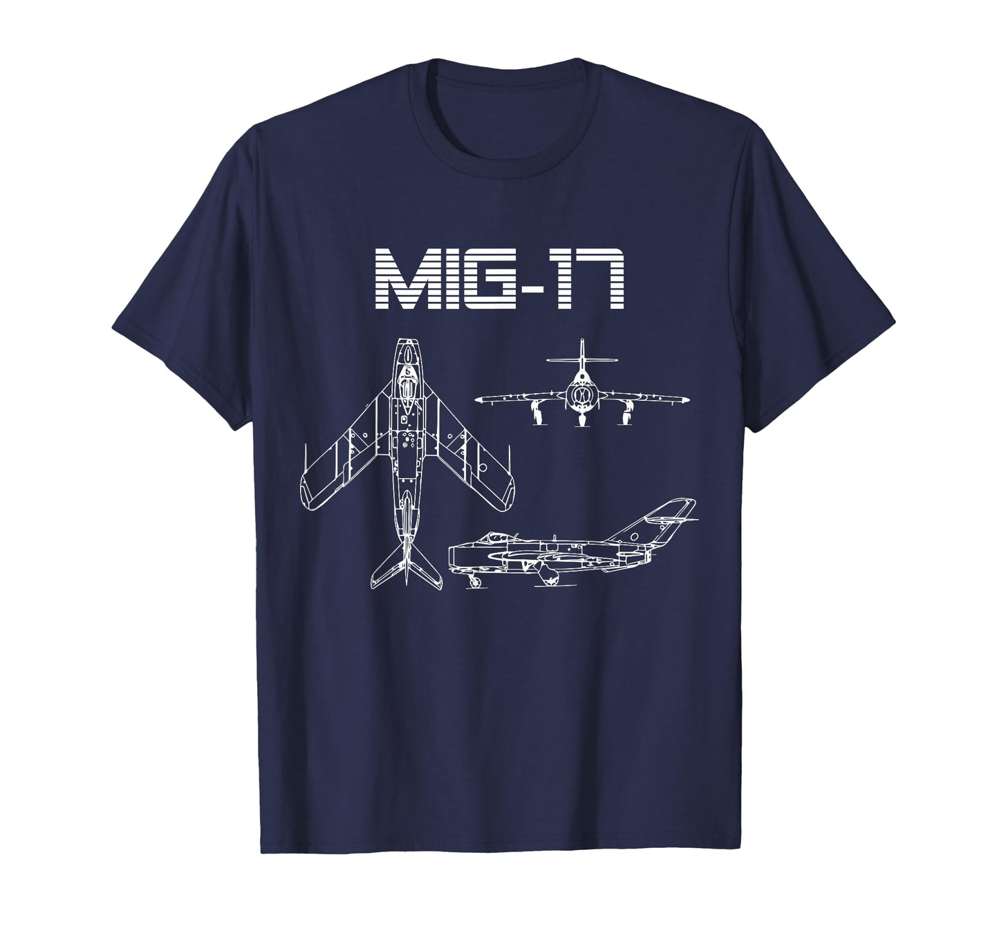 Mig-17 Soviet Plane Warbird Blueprint Schematics Diagram T-Shirt