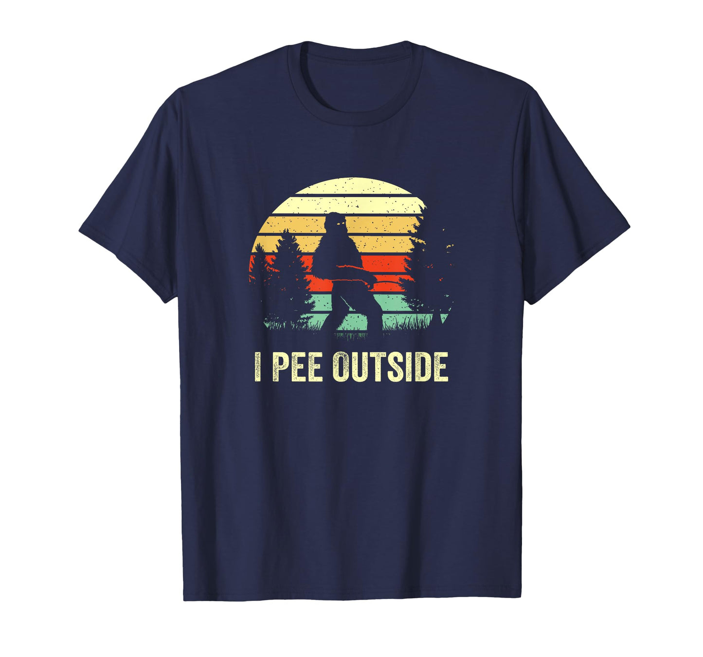 Retro Bigfoot Yeti Silhouette I Pee Outside Sasquatch Gifts T-Shirt