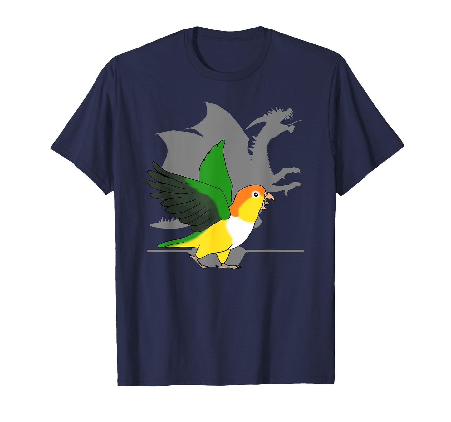 White Bellied Caique Dragon Shadow Funny Screaming Parrot T-Shirt