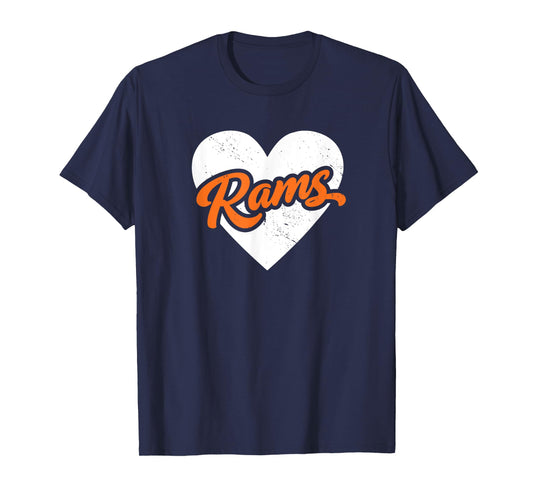 Vintage Rams High School Go Rams Pride Heart T-Shirt