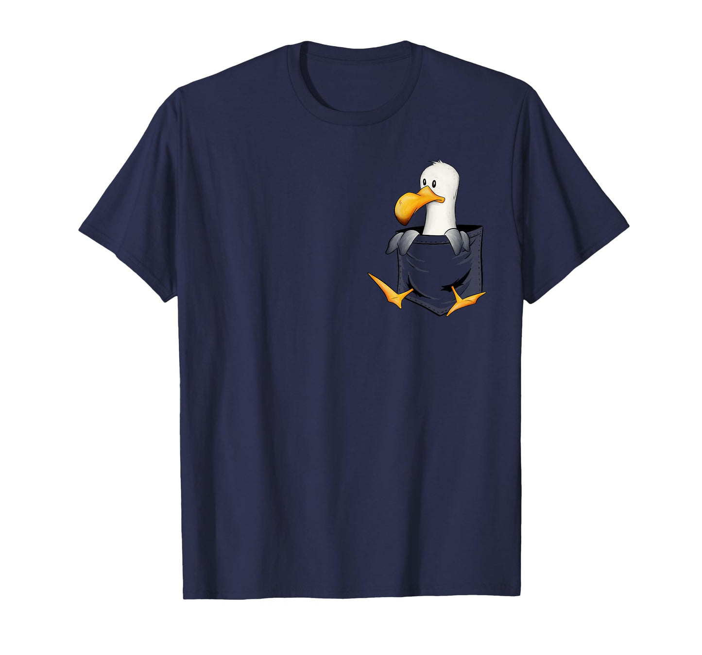 Funny Sea-Bird Drawing Cute Seagull In Pocket T-Shirt