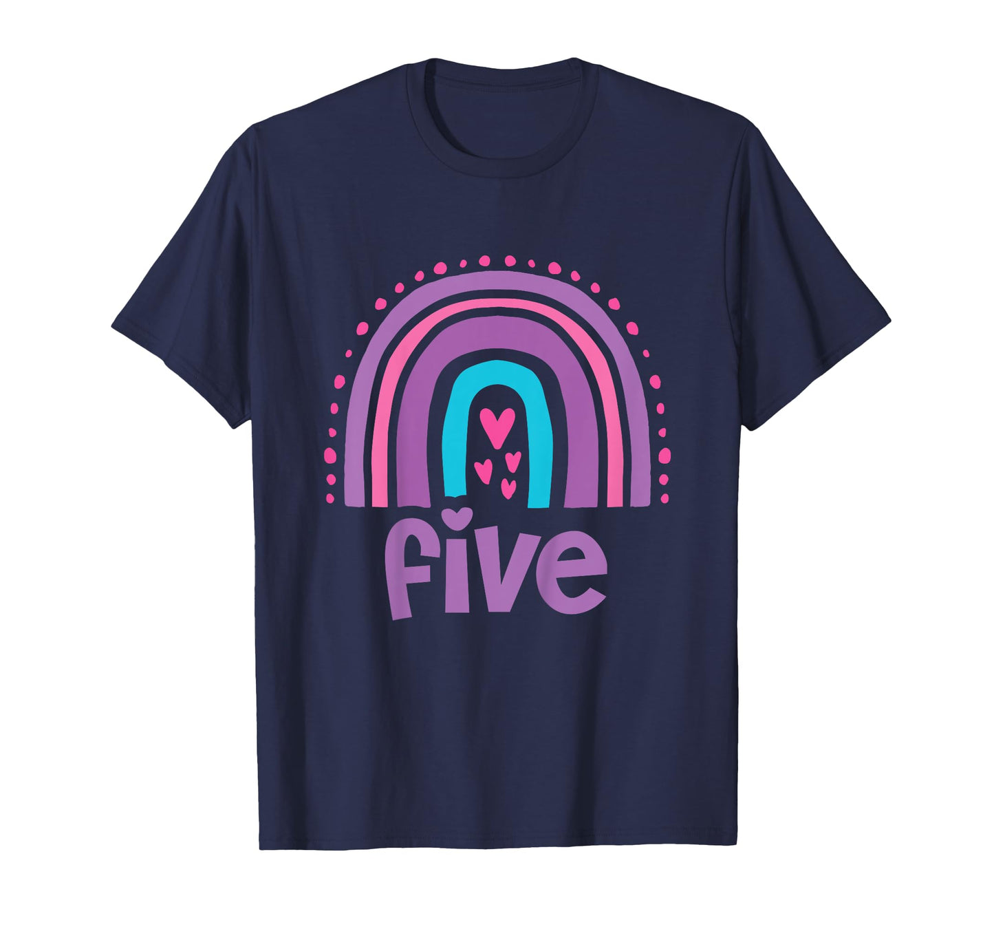 Girl's 5th Birthday Boho Rainbow Five 5 Years Old T-Shirt