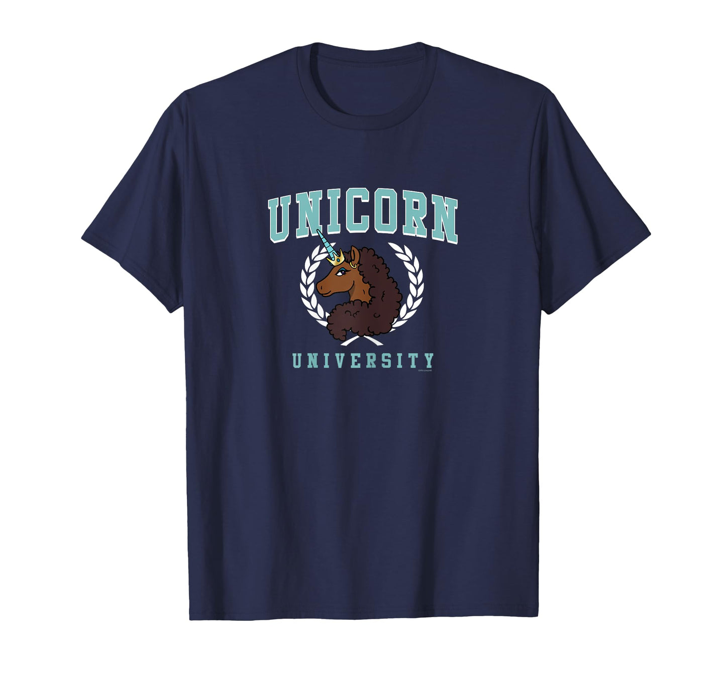 Afro Unicorn Unique Unicorn University Collegiate Logo T-Shirt