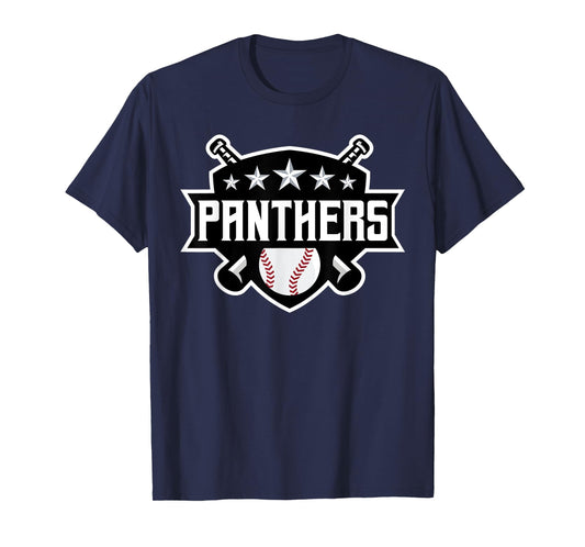 Panthers Baseball Sports Game Day Spirit Print Stars Mom Dad T-Shirt